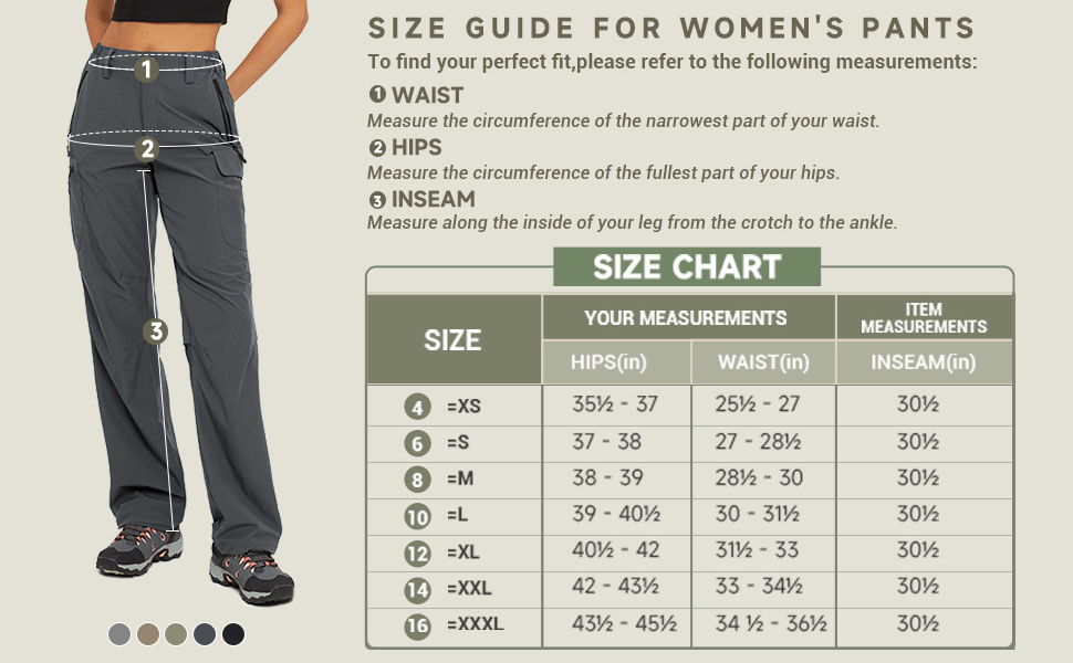 hiking cargo pants women black khaki high waist work summer all seasons travel quick dry 