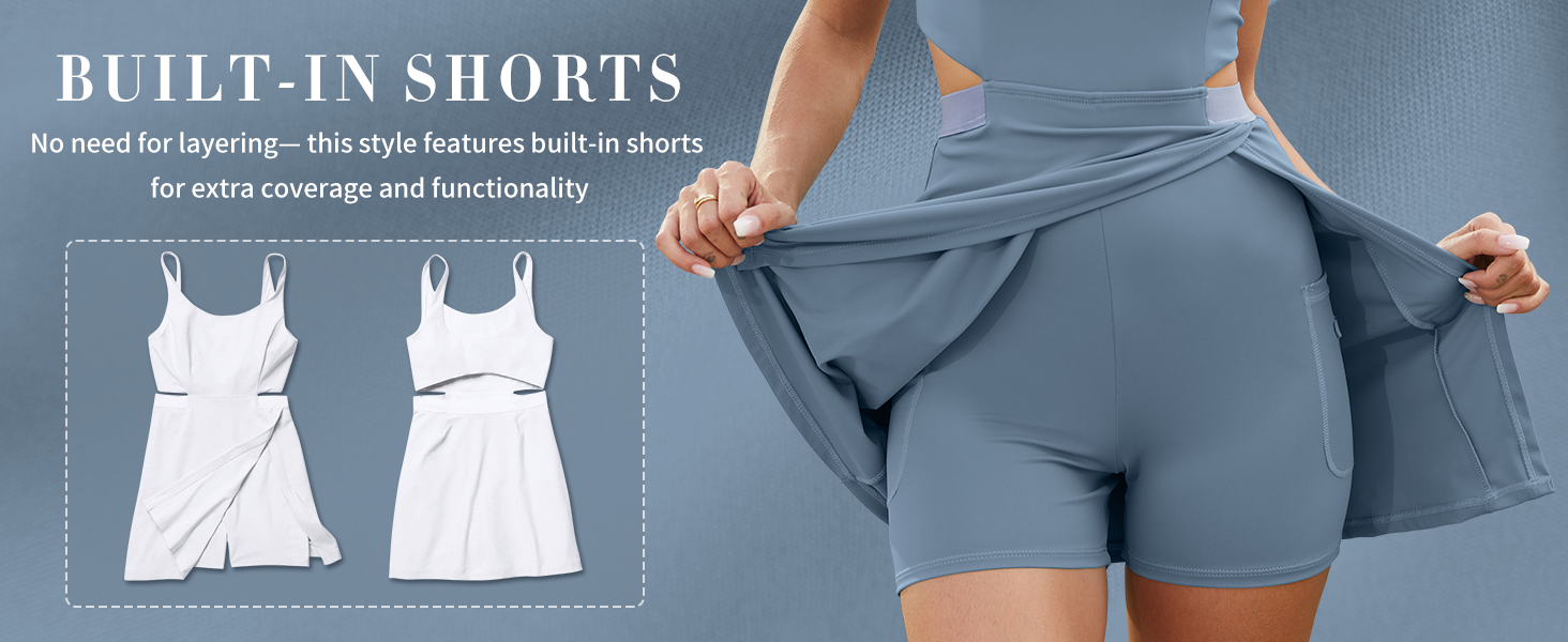 Women's tennis skirt with built-in shorts and bra