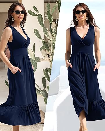 Empire Waist Pocket Ruffle Maxi Dress